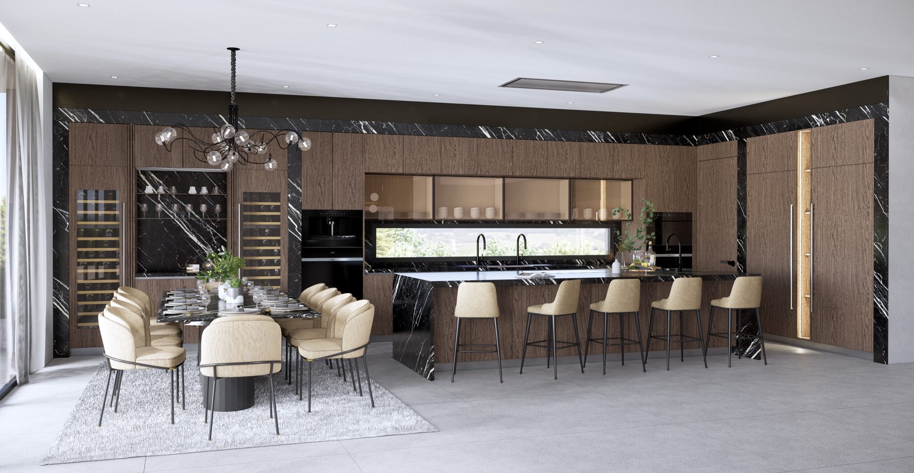 Rendered kitchen and dining